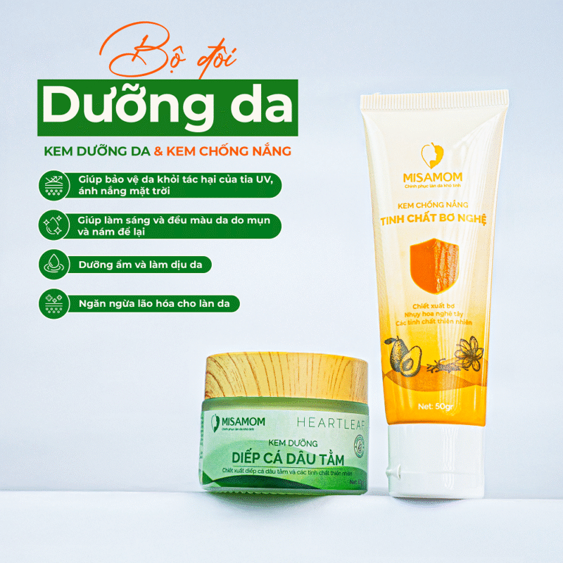 Combo Kem Diếp Cá Dâu Tằm & Kem Chống Nắng Tinh Chất Bơ Nghệ