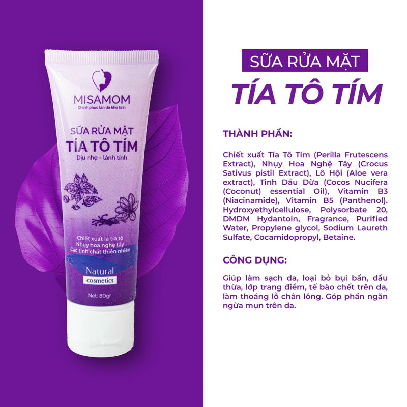 Sữa Rửa Mặt Tía Tô Tím 80gr – Dưỡng Ẩm Sáng Da Ngừa Mụn